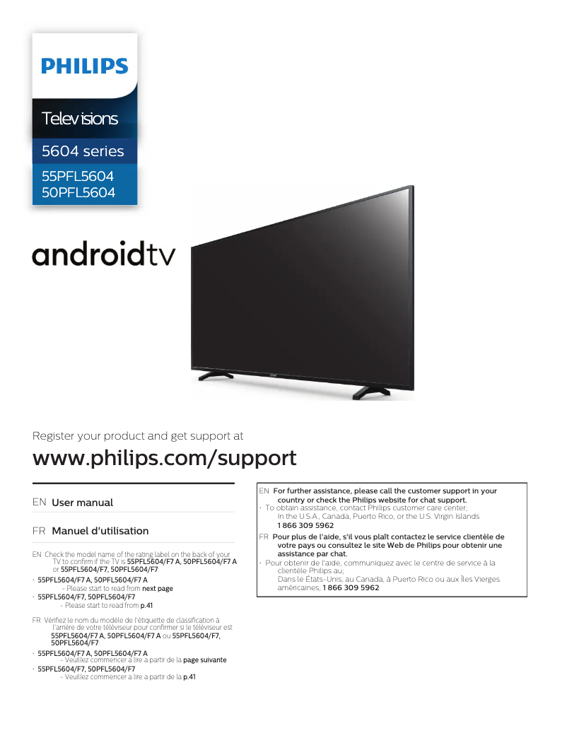 Page n°1 - Manuel utilisateur Philips 55PFL5604