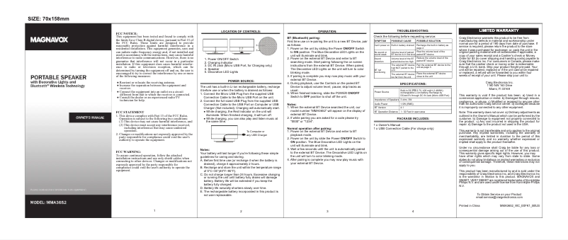 Page 1 de la notice Manuel utilisateur Magnavox MMA3652