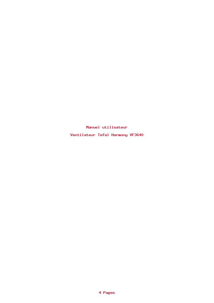 Page 1 de la notice Manuel utilisateur Tefal Harmony VF3640