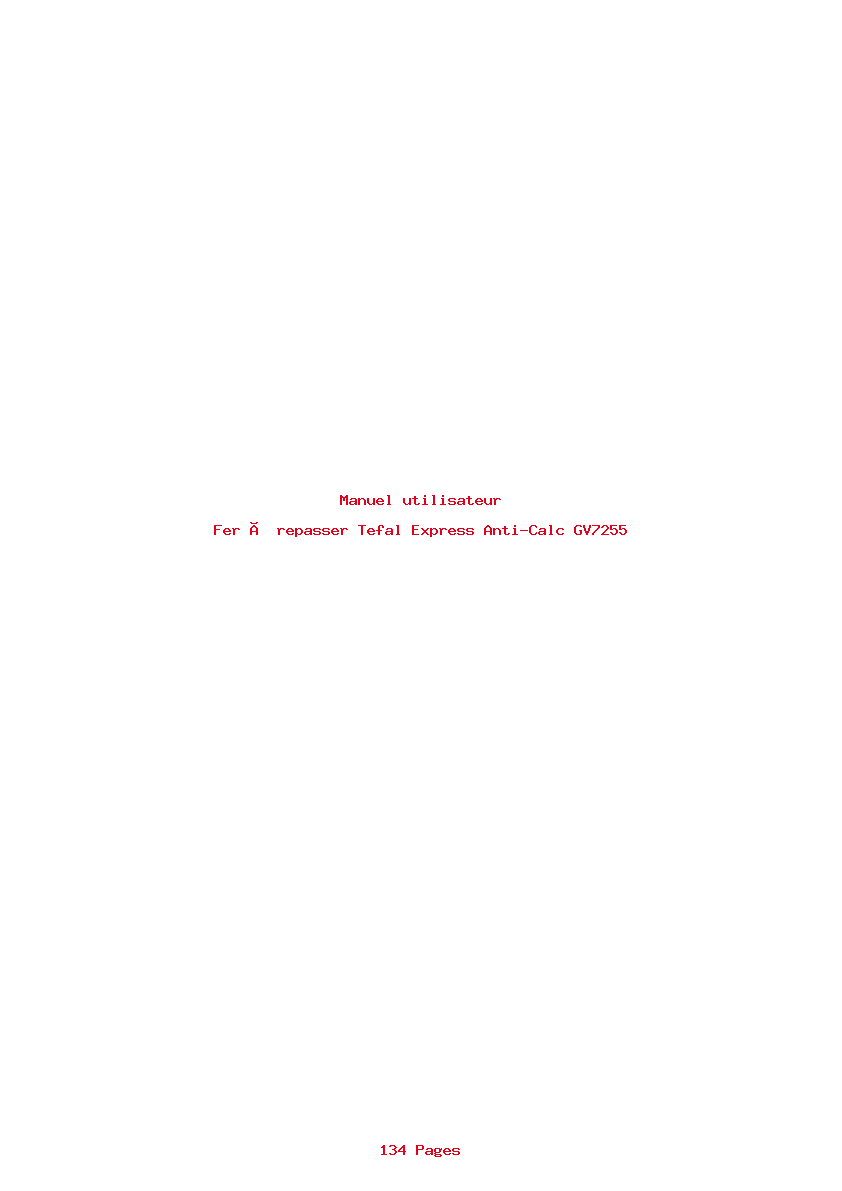 Image de la première page du manuel de l'appareil Express Anti-Calc GV7255