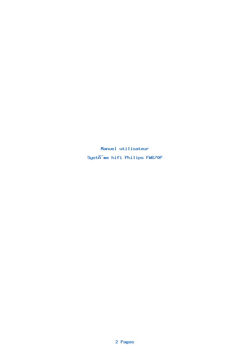 Page 1 de la notice Manuel utilisateur Philips FW670P