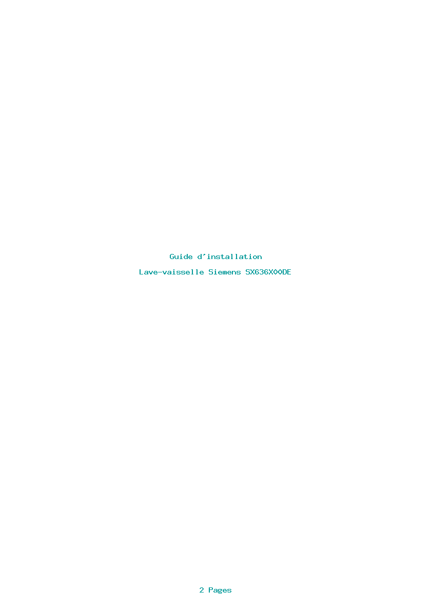 Page 1 de la notice Guide d'installation Siemens SX636X00DE