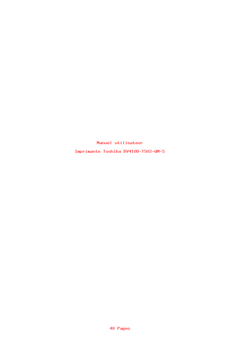 Page 1 de la notice Manuel utilisateur Toshiba BV410D-TS02-QM-S