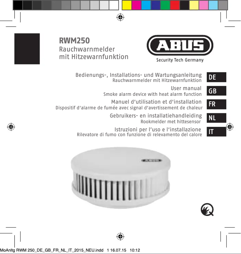 Page 1 of the manual User Manual Abus RWM250