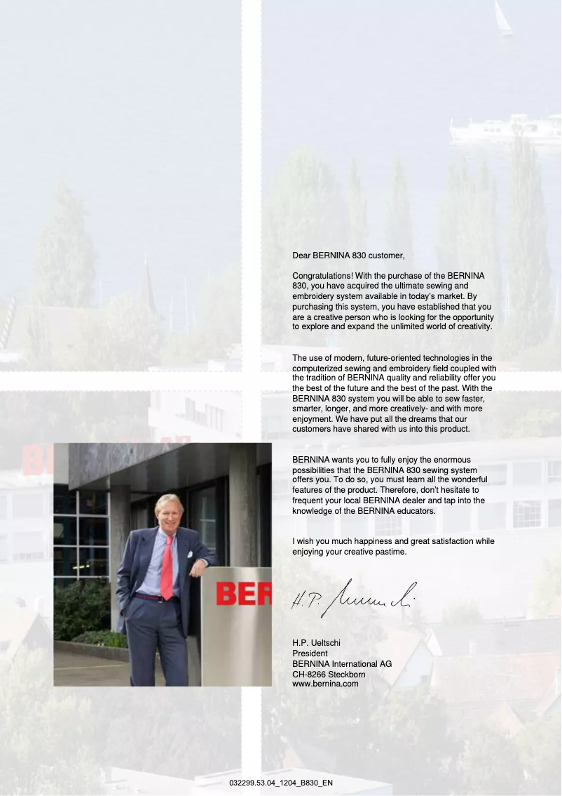 Page 1 de la notice Manuel utilisateur Bernina 830