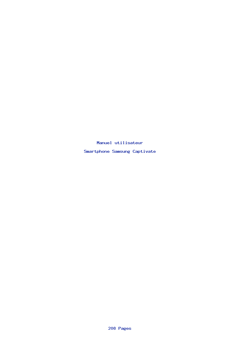 Page 1 de la notice Manuel utilisateur Samsung Captivate