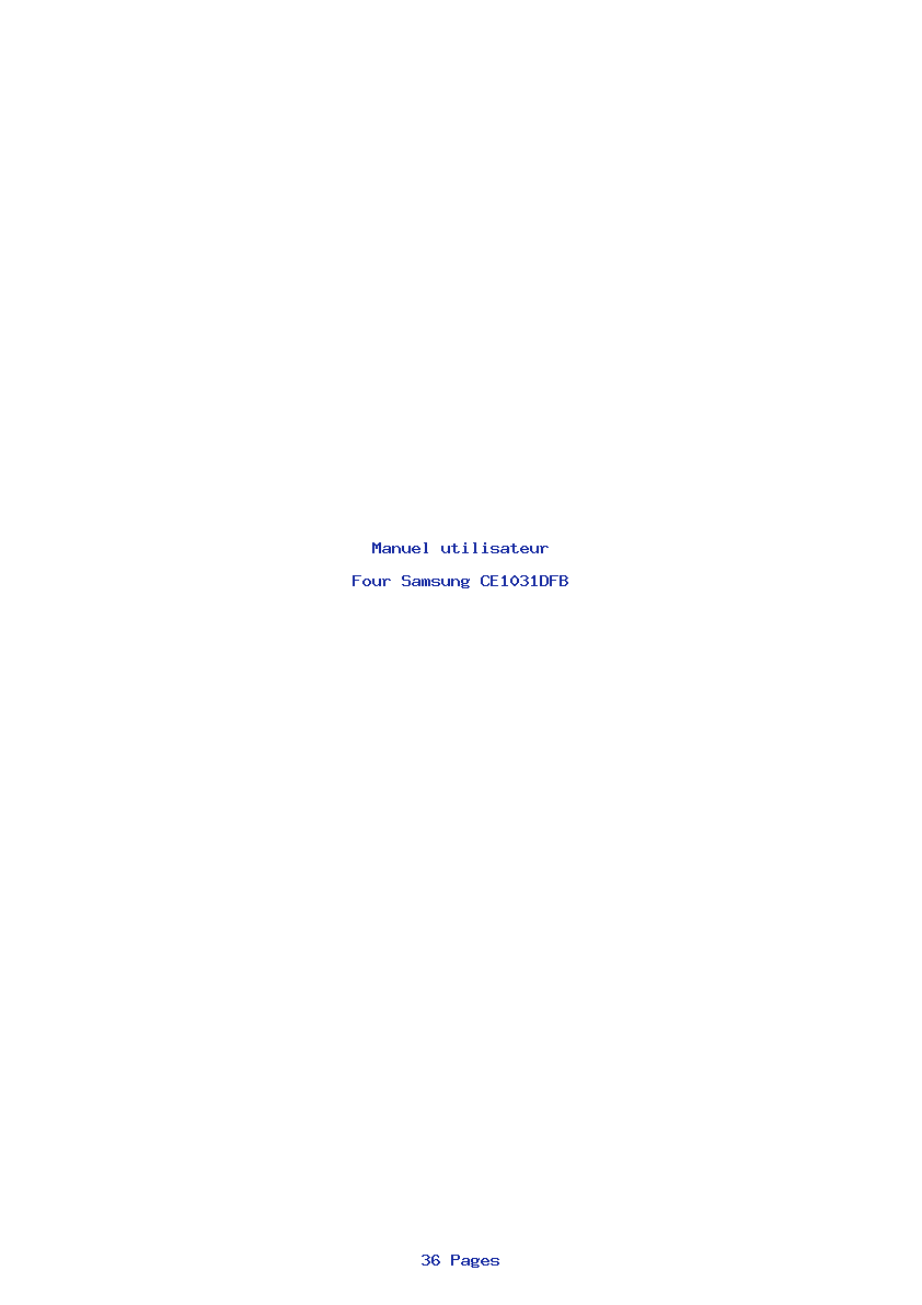 Page 1 de la notice Manuel utilisateur Samsung CE1031DFB