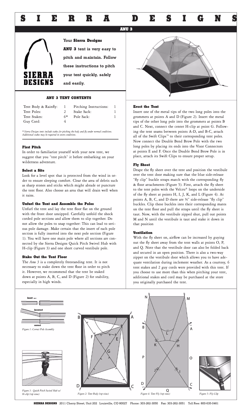 Página 1 del manual Manual de usuario Sierra Designs Anu 3