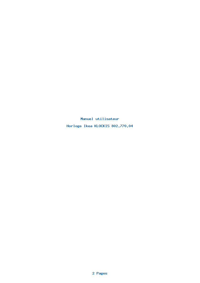 Page 1 de la notice Manuel utilisateur Ikea KLOCKIS 802.770.04