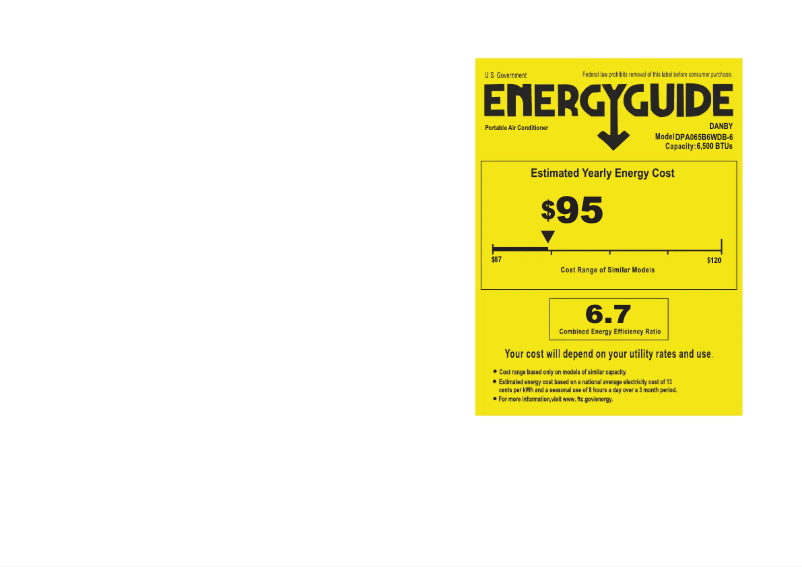 Page 1 de la notice Label énergétique Danby DPA065B6WDB-6