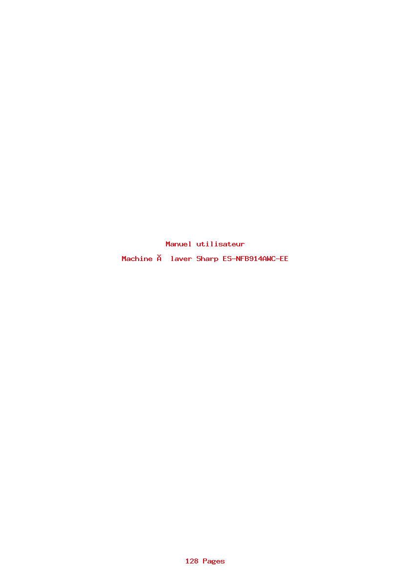 Page 1 de la notice Manuel utilisateur Sharp ES-NFB914AWC-EE