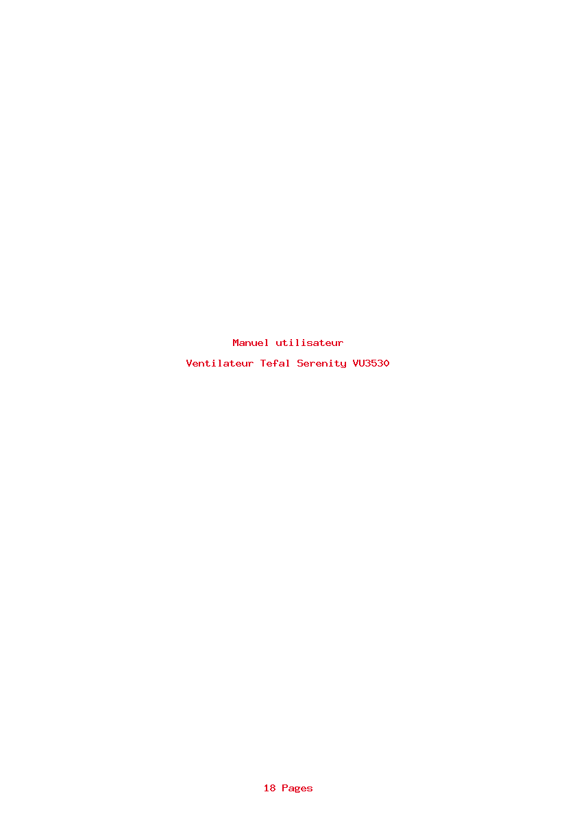 Page 1 de la notice Manuel utilisateur Tefal Serenity VU3530