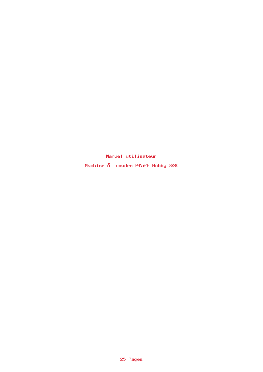 Page 1 de la notice Manuel utilisateur Pfaff Hobby 808