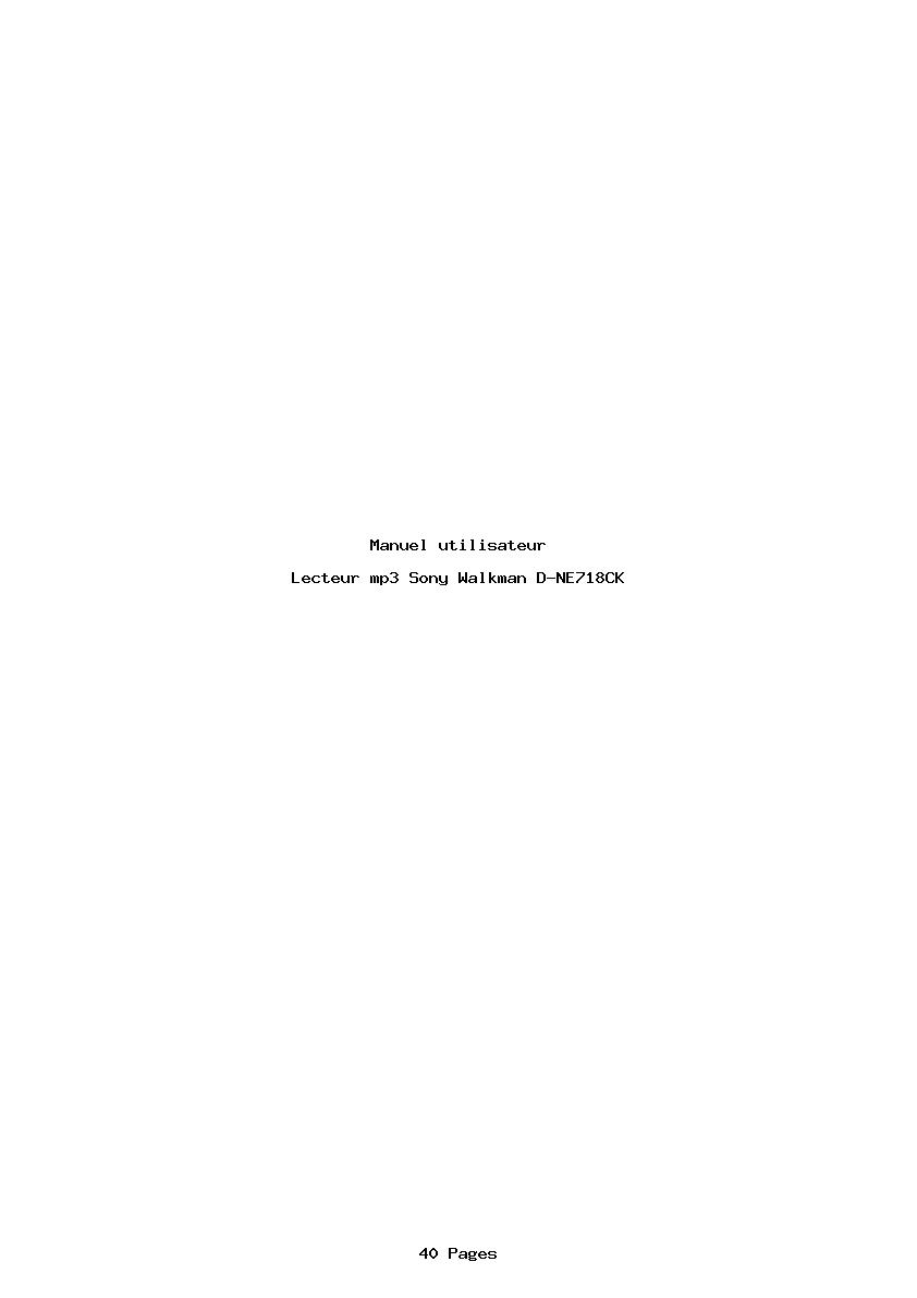 Page 1 de la notice Manuel utilisateur Sony Walkman D-NE718CK