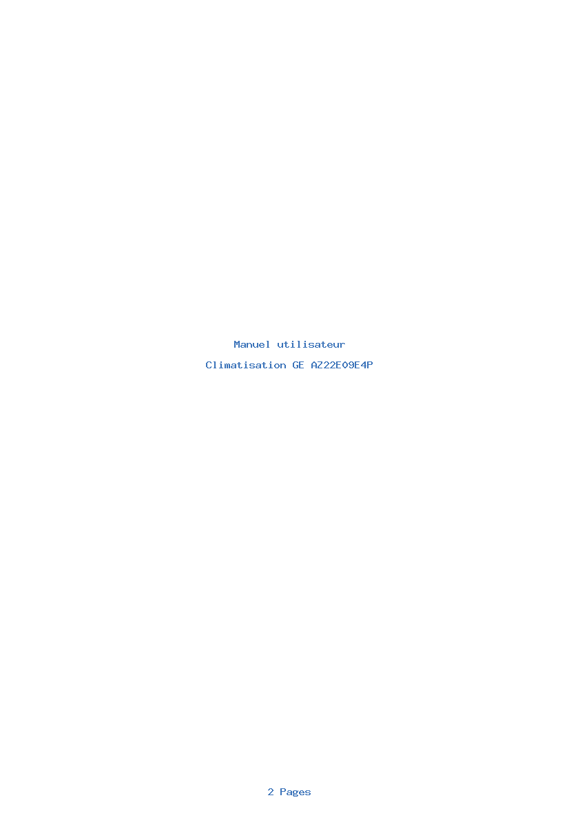 Page 1 de la notice Manuel utilisateur GE AZ22E09E4P