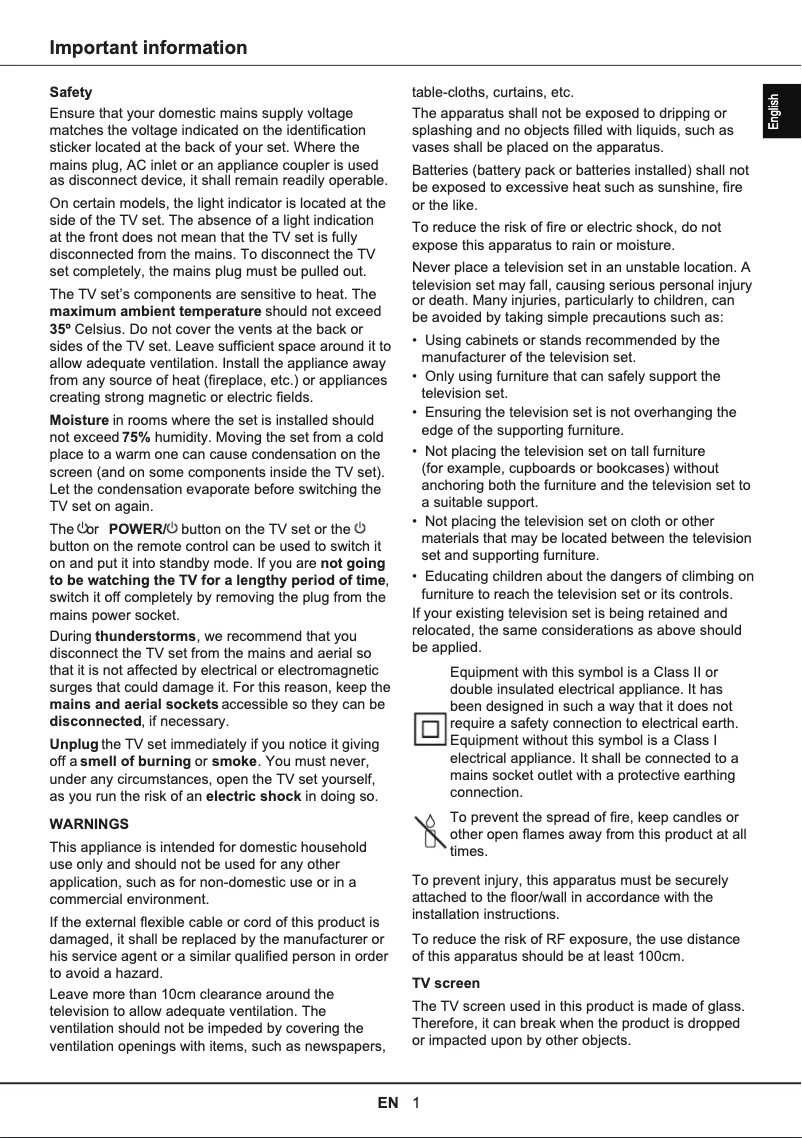 Page 1 of the manual Instruction Manual TCL 50EP640