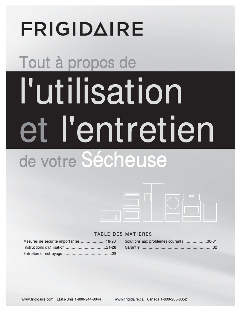 Page 1 de la notice Manuel utilisateur Frigidaire FARG4044MW