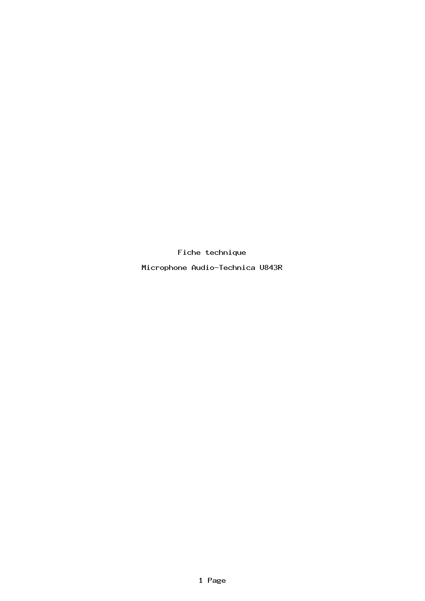 Page 1 de la notice Fiche technique Audio-Technica U843R