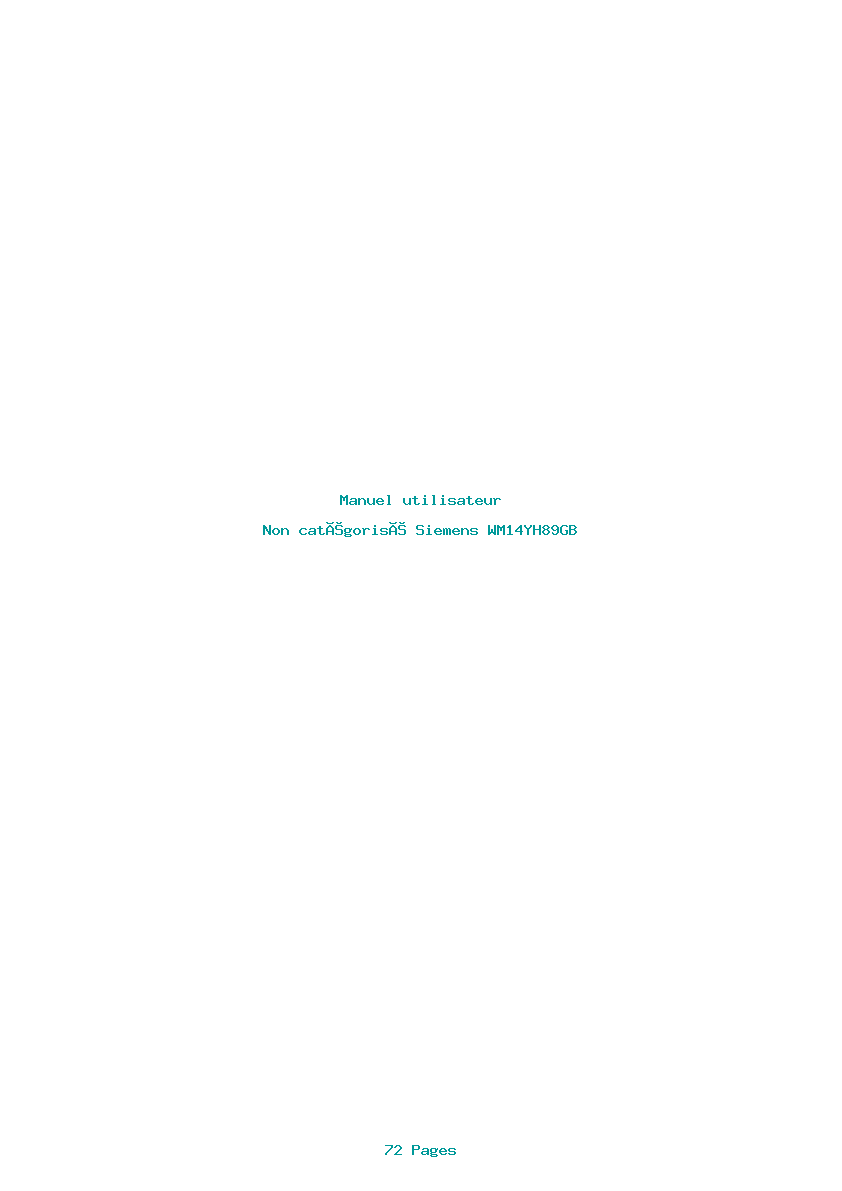 Page 1 de la notice Manuel utilisateur Siemens WM14YH89GB