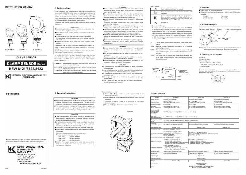 Page 1 de la notice Manuel utilisateur Kyoritsu KEW 8121