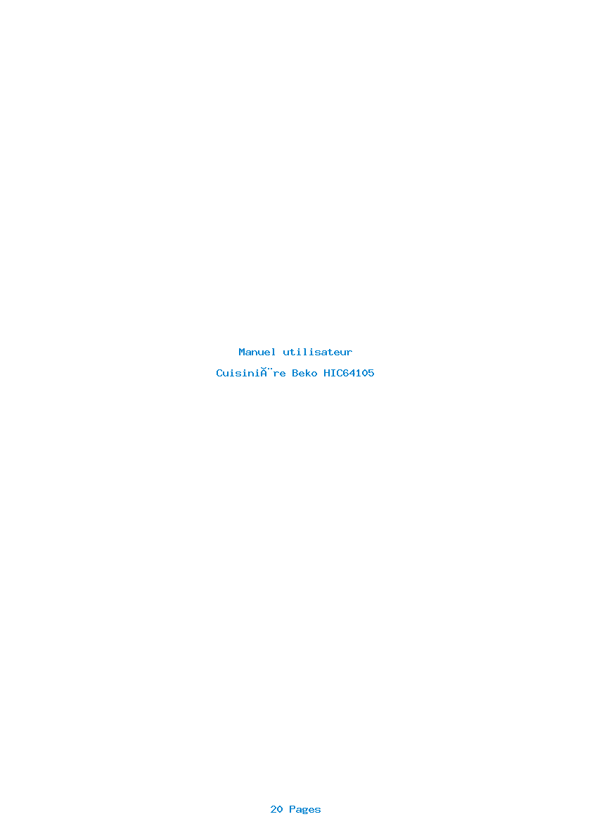 Page 1 de la notice Manuel utilisateur Beko HIC64105