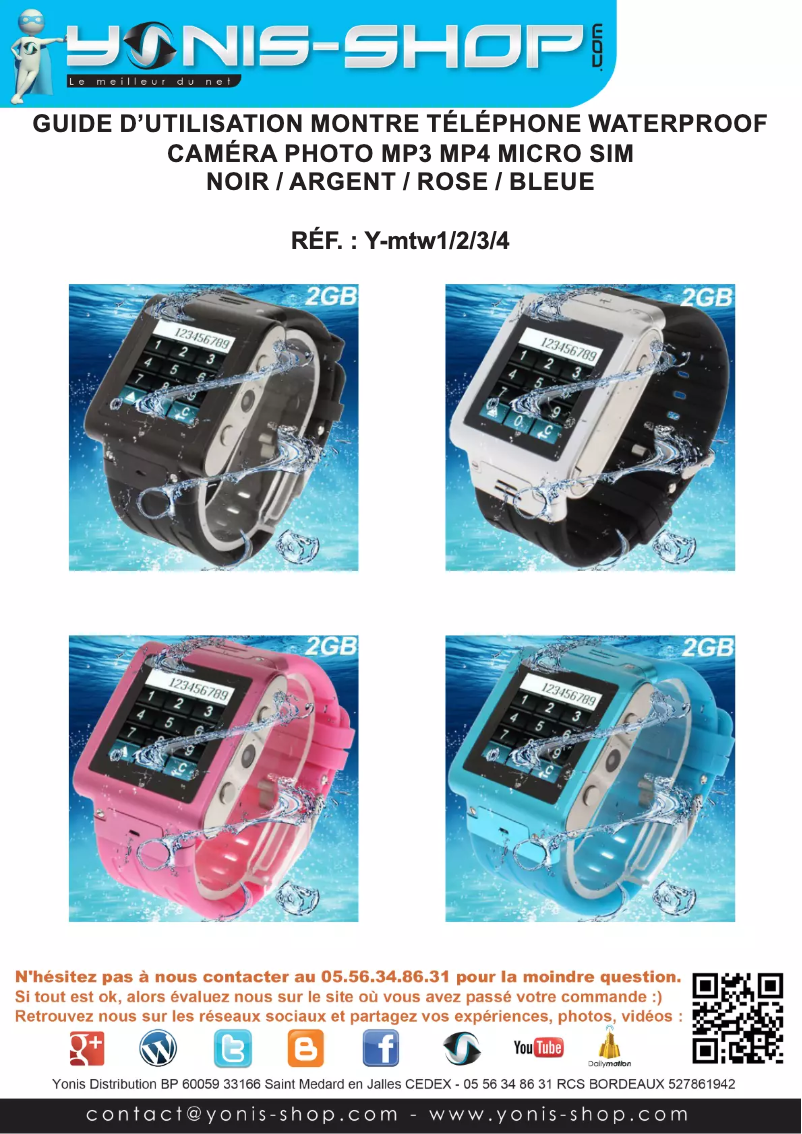 Page 1 de la notice Manuel utilisateur Yonis Y-MTW4
