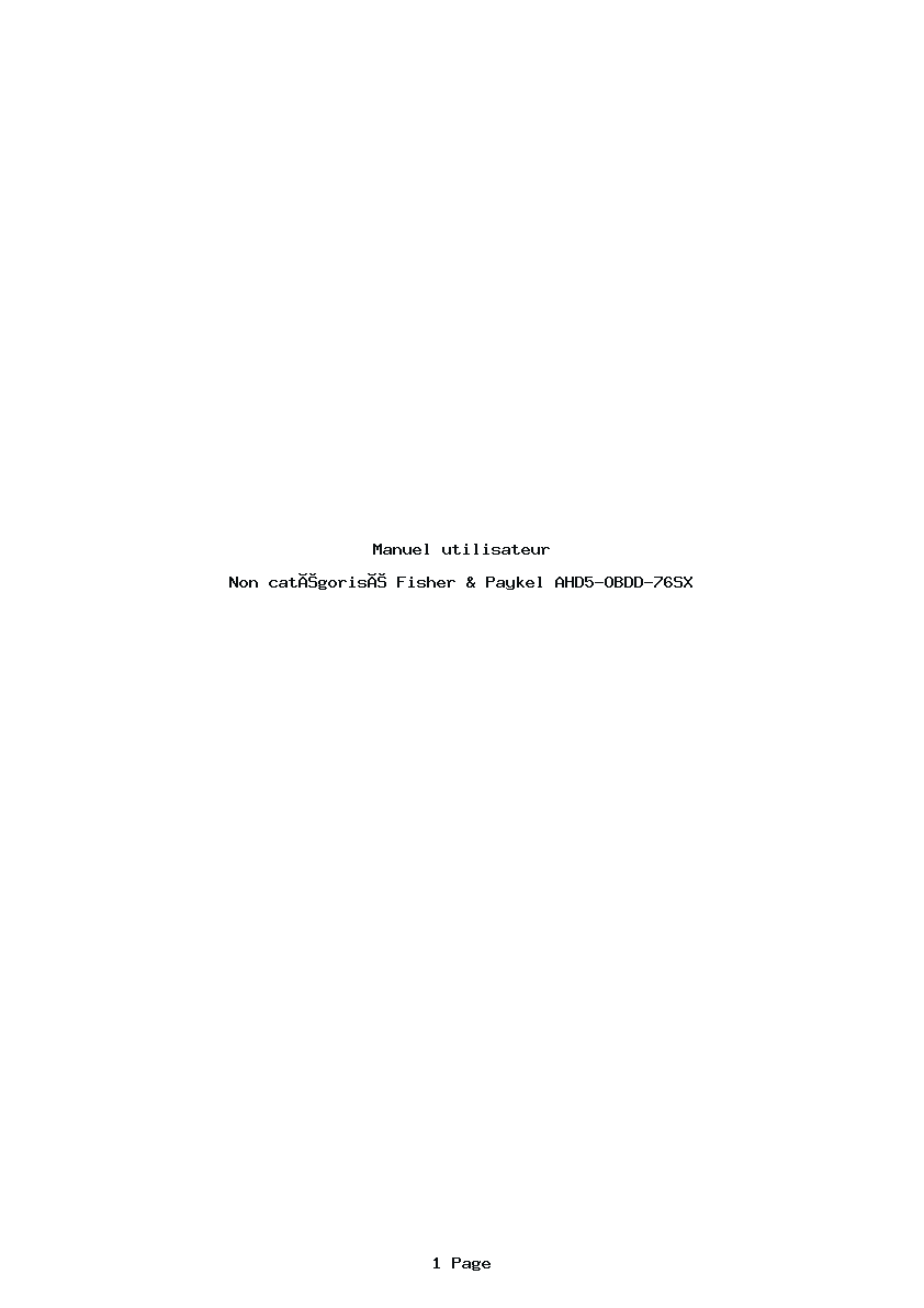 Page 1 de la notice Manuel utilisateur Fisher & Paykel AHD5-OBDD-76SX