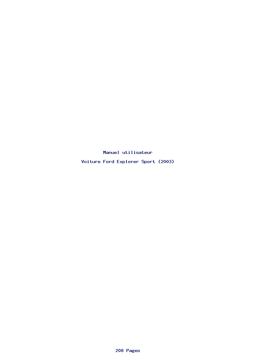 Page 1 de la notice Manuel utilisateur Ford Explorer Sport (2003)