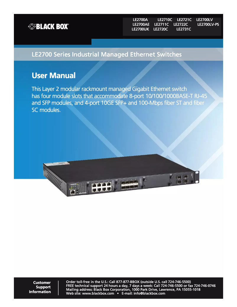 Page 1 de la notice Manuel utilisateur Black Box LE2711C