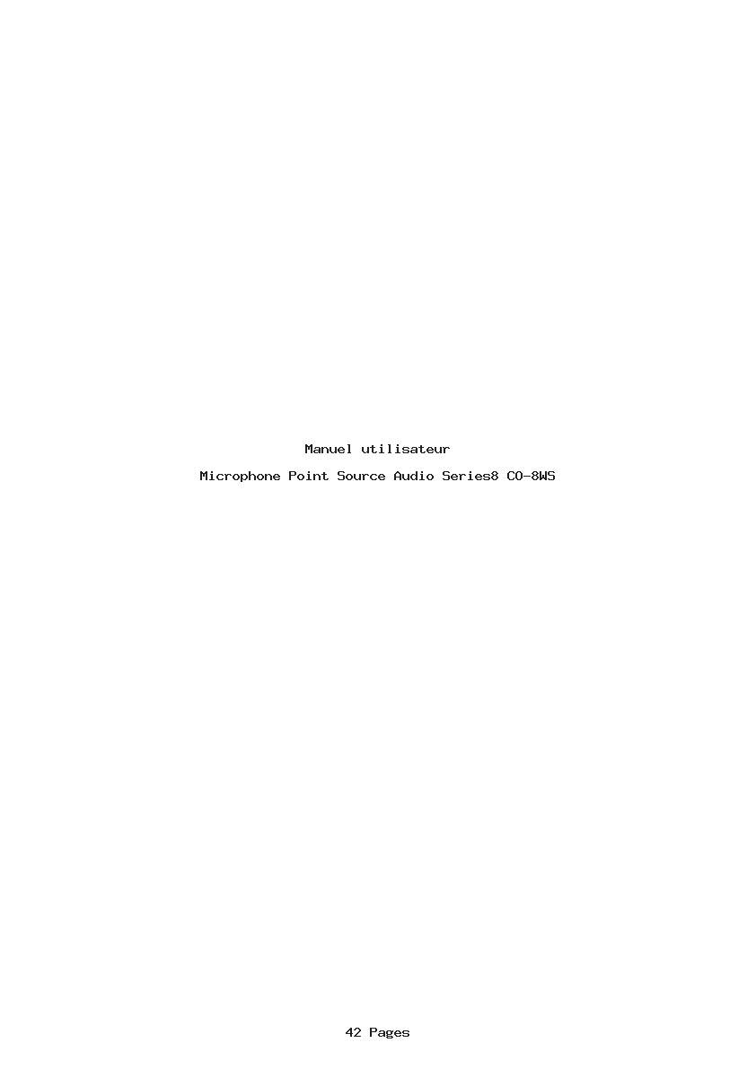 Page 1 de la notice Manuel utilisateur Point Source Audio Series8 CO-8WS