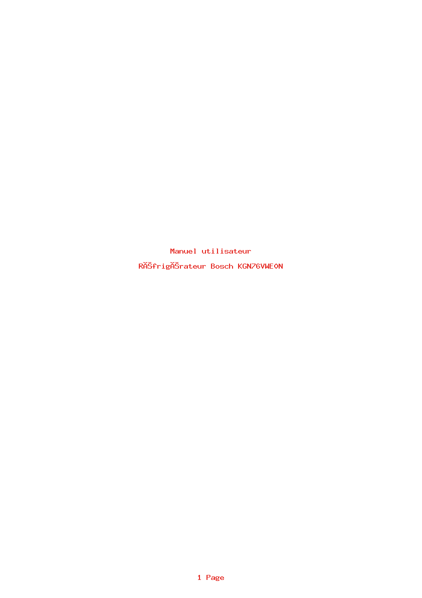 Page 1 de la notice Manuel utilisateur Bosch KGN76VWE0N