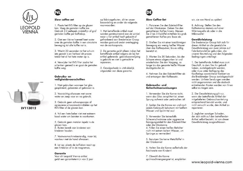 Page 1 de la notice Manuel utilisateur Leopold Vienna LV113012