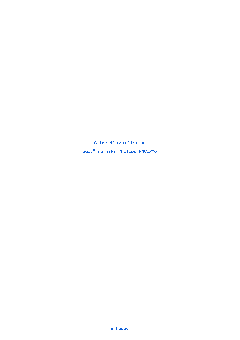 Page 1 de la notice Guide d'installation Philips WACS700