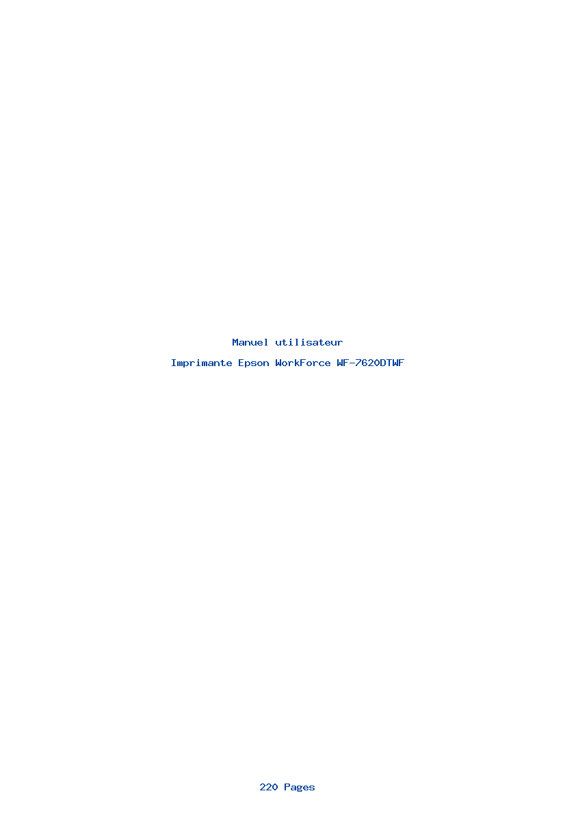 Page 1 de la notice Manuel utilisateur Epson WorkForce WF-7620DTWF