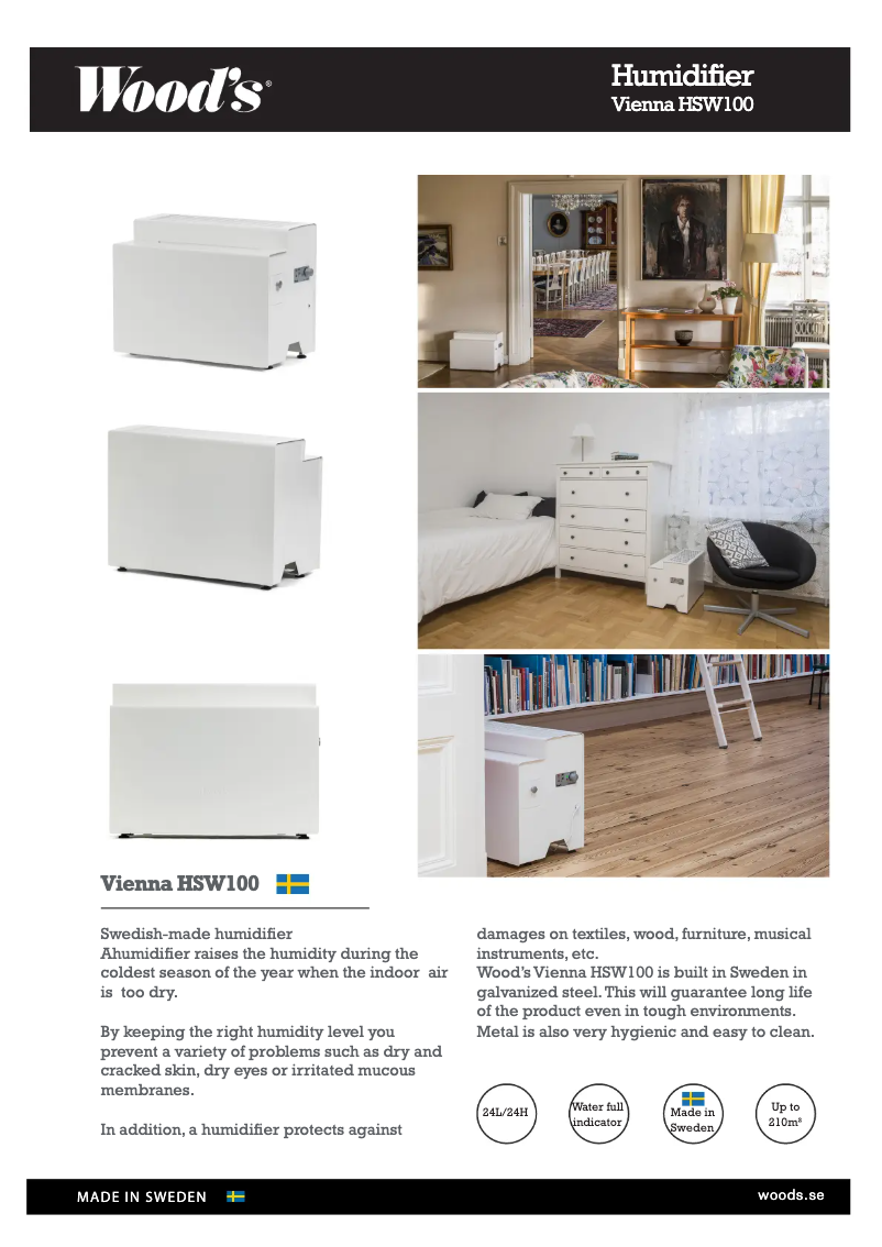 Page 1 de la notice Fiche technique Wood's HSW100