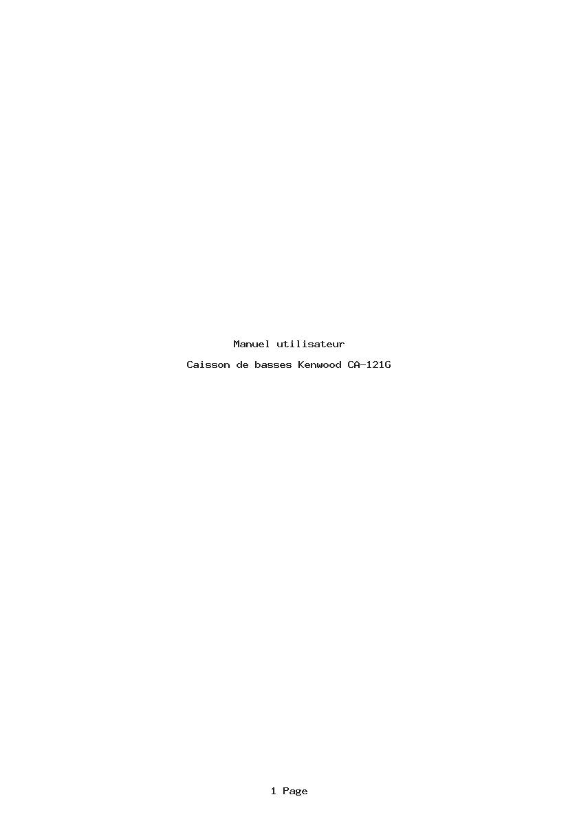 Page 1 de la notice Manuel utilisateur Kenwood CA-121G