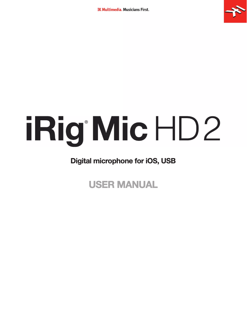 Page 1 de la notice Manuel utilisateur Kali Audio iRig Mic HD 2