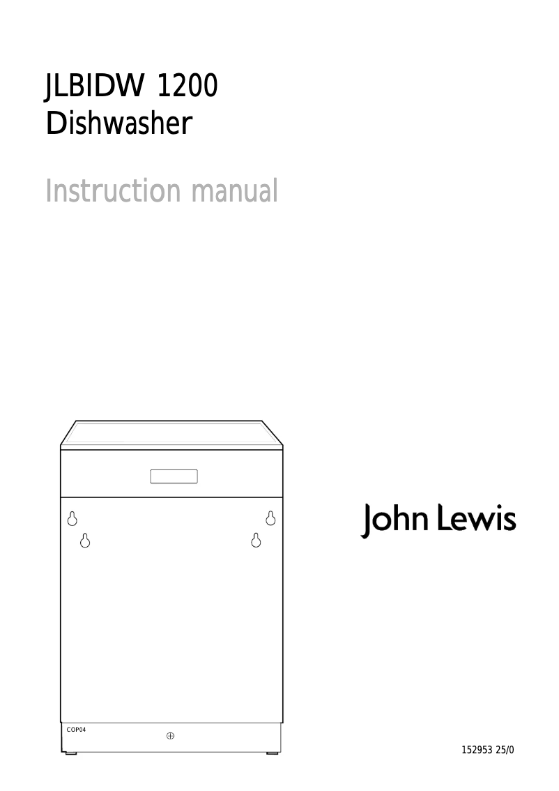 Page 1 de la notice Manuel utilisateur John Lewis JLBIDW 1200