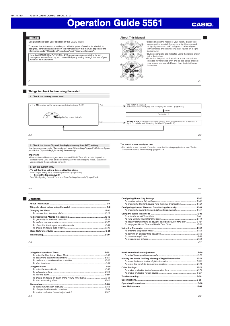 Page 1 de la notice Manuel utilisateur Casio G-Shock Master or G GGG-100-1A3ER