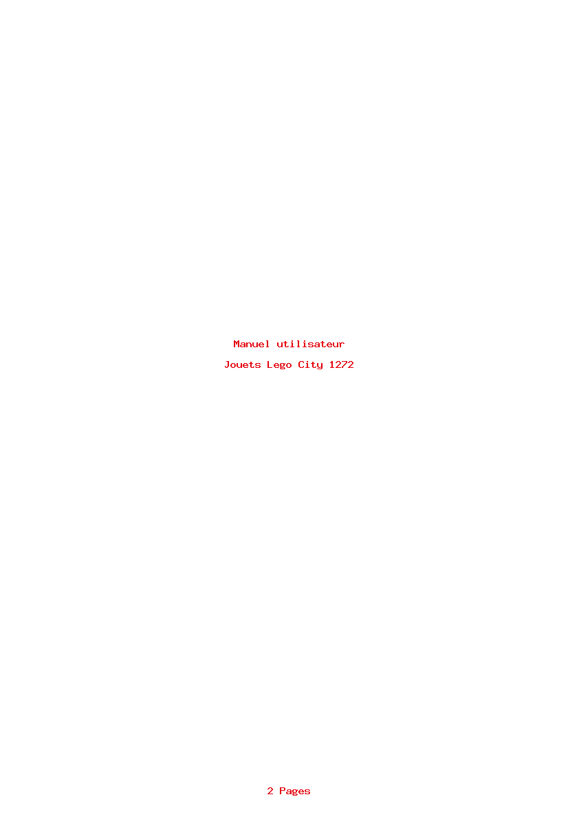 Page 1 de la notice Manuel utilisateur Lego City 1272