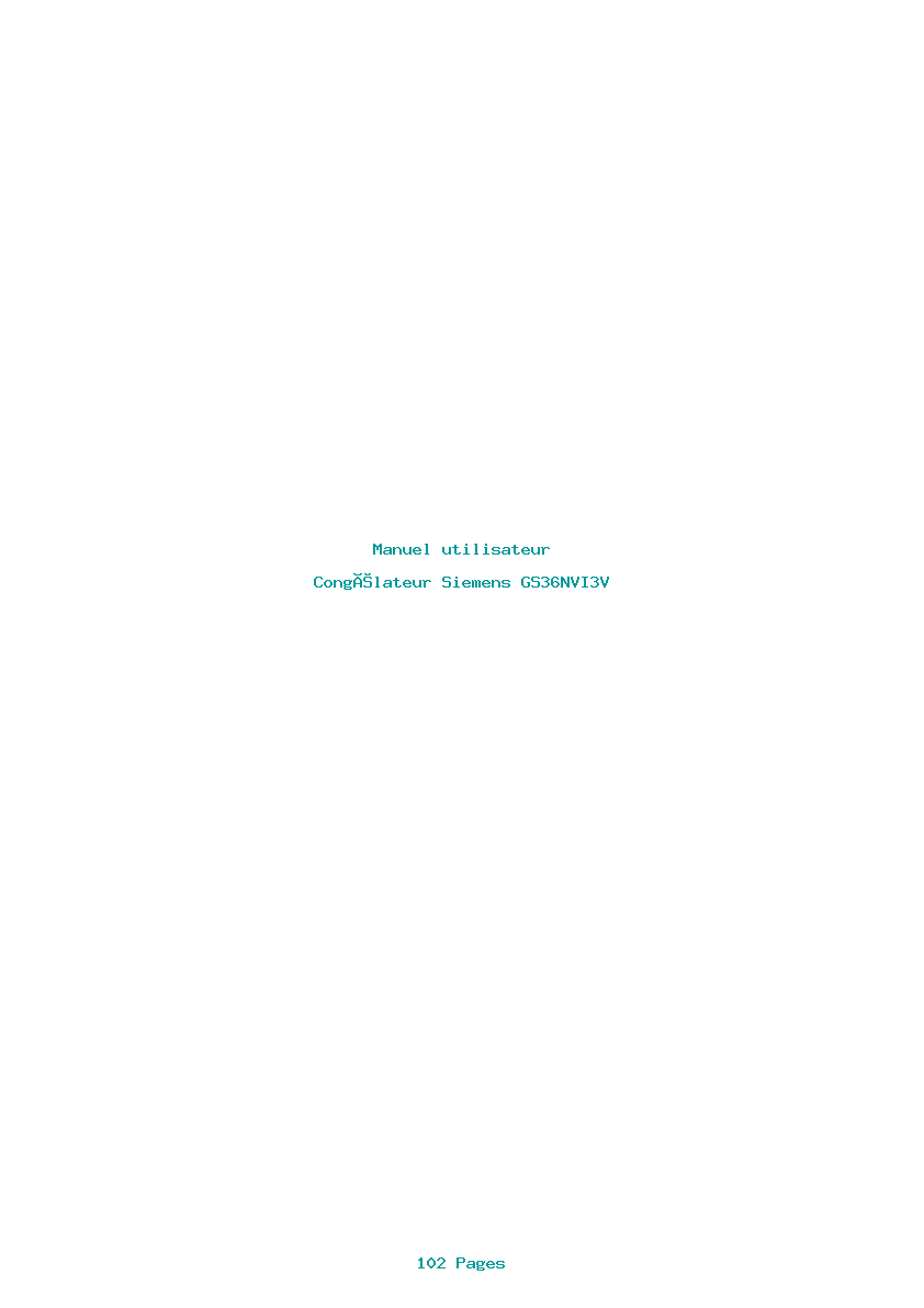 Page 1 de la notice Manuel utilisateur Siemens GS36NVI3V