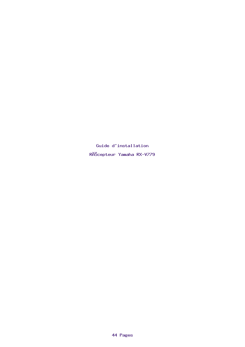 Page 1 de la notice Guide d'installation Yamaha RX-V779