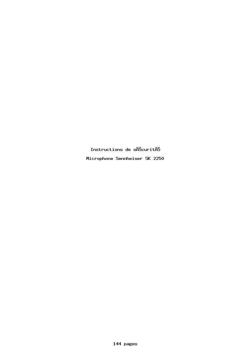 Page 1 de la notice Instructions de sécurité Sennheiser SK 2250