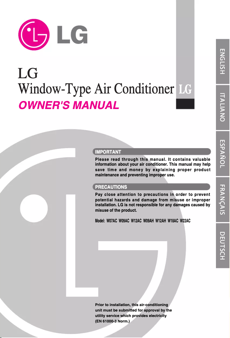 Page 1 de la notice Manuel utilisateur LG AWH126CGAA0