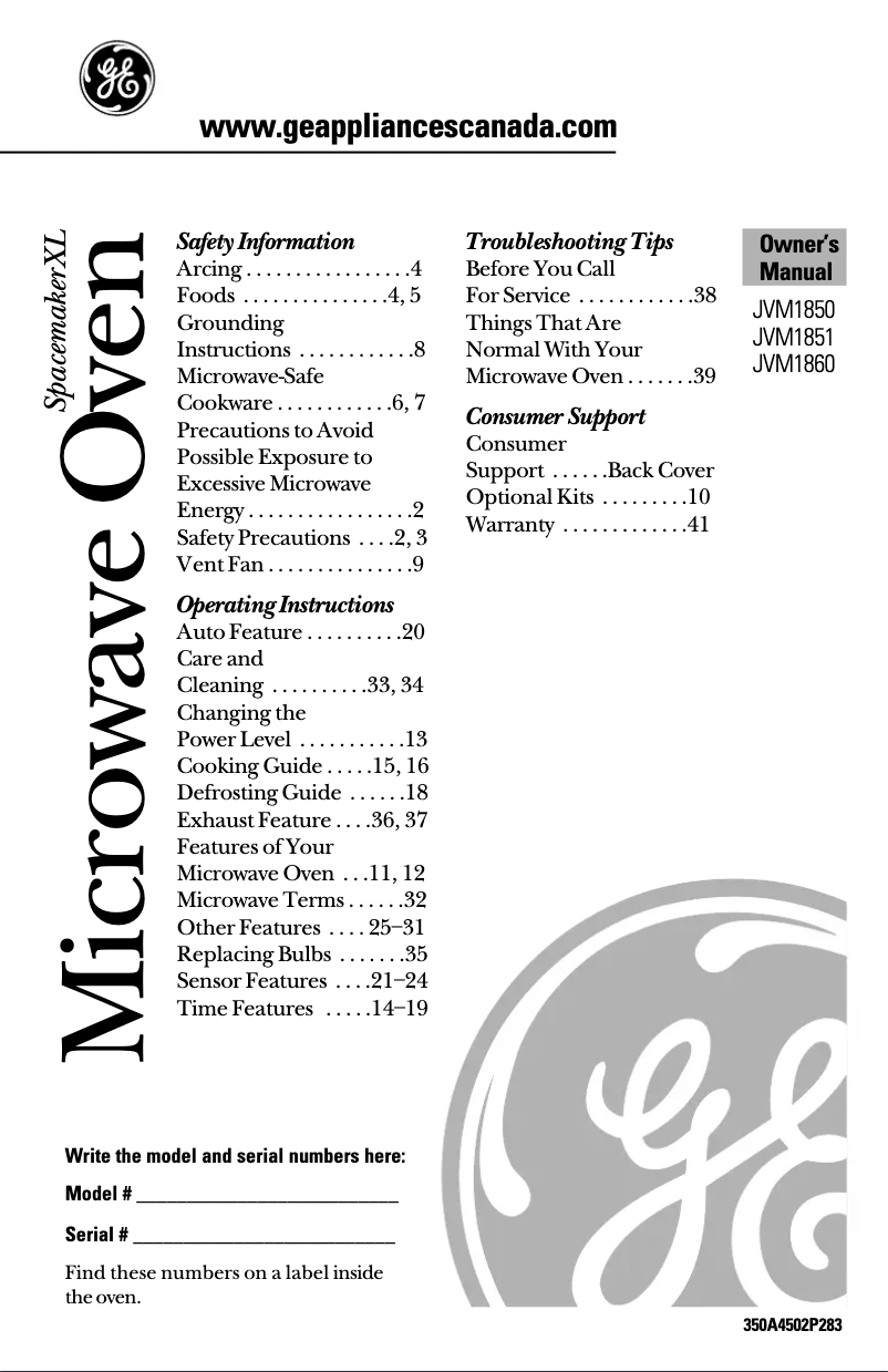 Página 1 del manual Manual de usuario GE JVM1860WDC