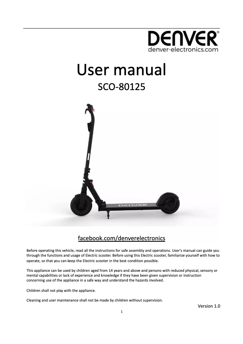 Page 1 de la notice Manuel utilisateur Denver SCO-80125