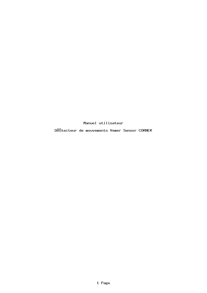 Page 1 de la notice Manuel utilisateur Vemer Sensor CORNER