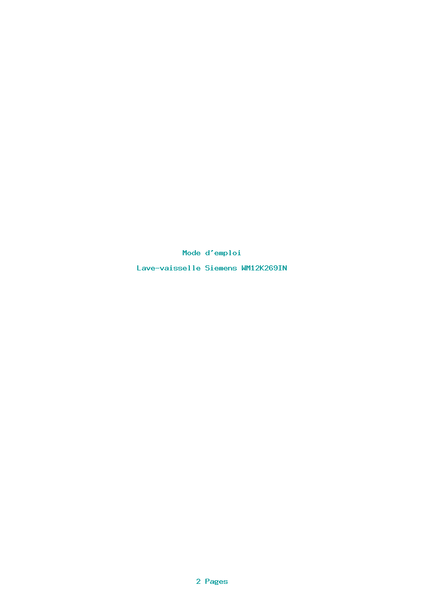 Page 1 de la notice Mode d'emploi Siemens WM12K269IN