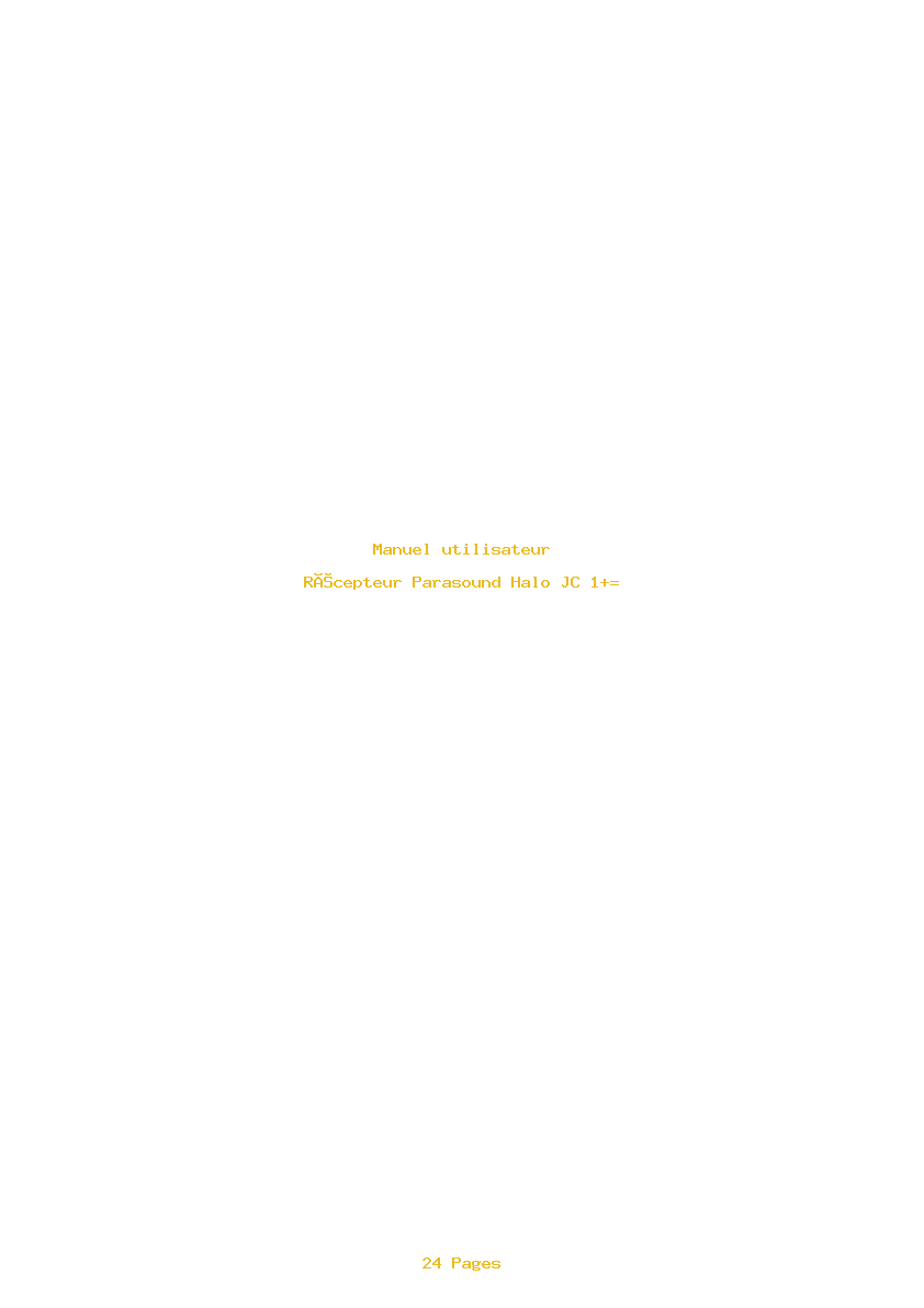 Page 1 de la notice Manuel utilisateur Parasound Halo JC 1+=