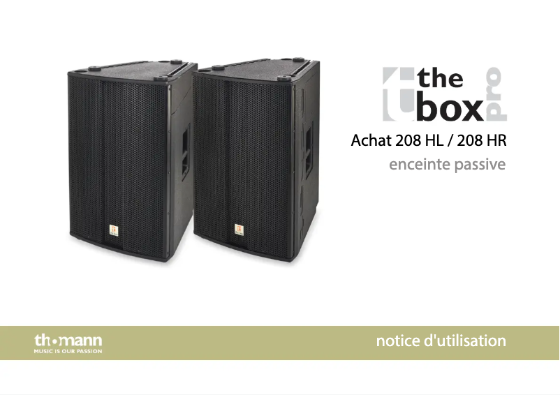 Page 1 de la notice Manuel utilisateur The Box Pro Achat 208 HR